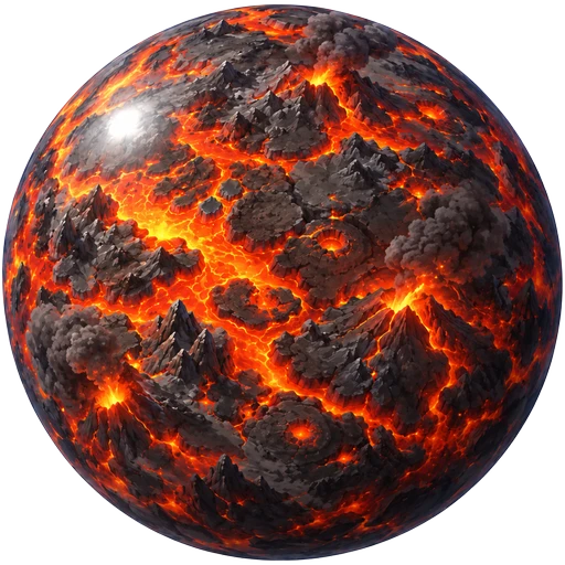 Cinder, a volcanic world cracked with lava