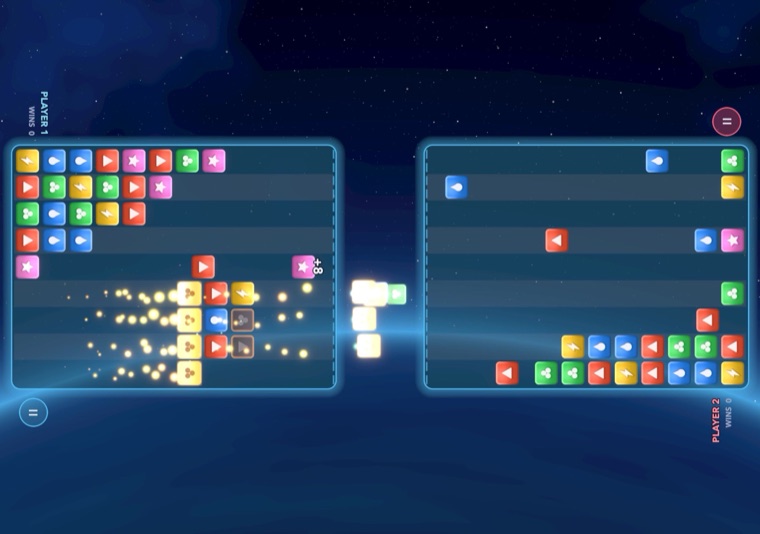 Duo Battle on Halcyon: two fields turned to face each other across the fold, a launch crossing between them