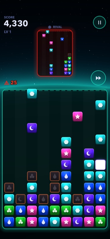 A Versus match with the rival's field at the top